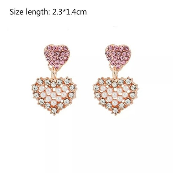 New Double Heart Earrings - Picture 1 of 4
